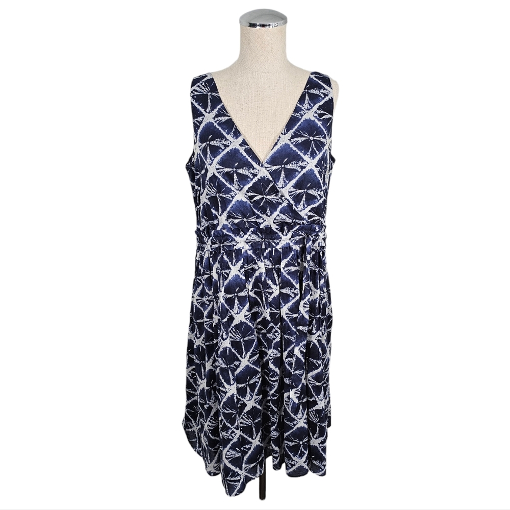 Michael Kors Blue Printed Fit & Flare Dress Size 8